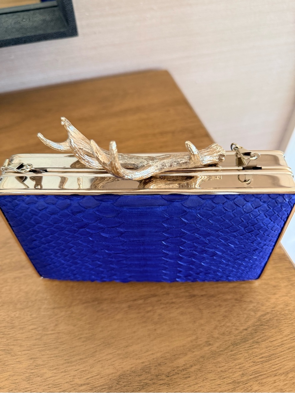 Blue python custom clutch by Taxidermy